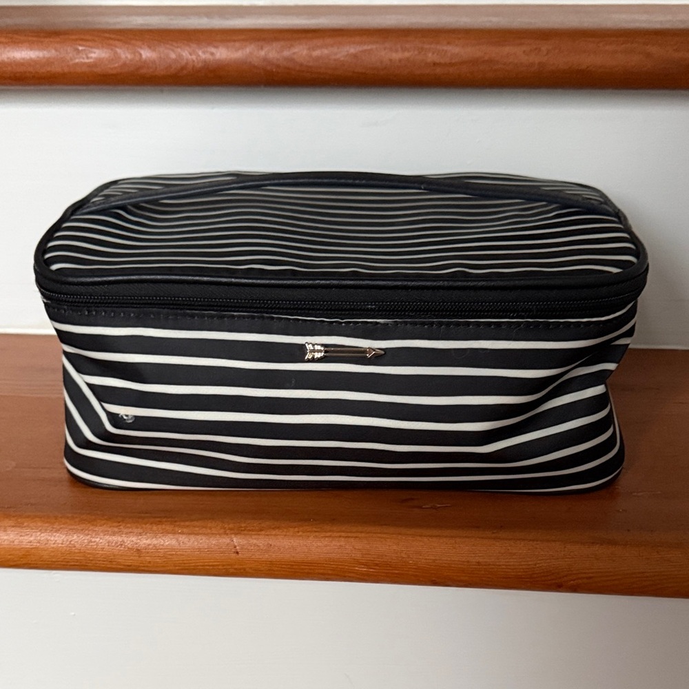 Stella & Dot Black and White Striped Travel Bag
